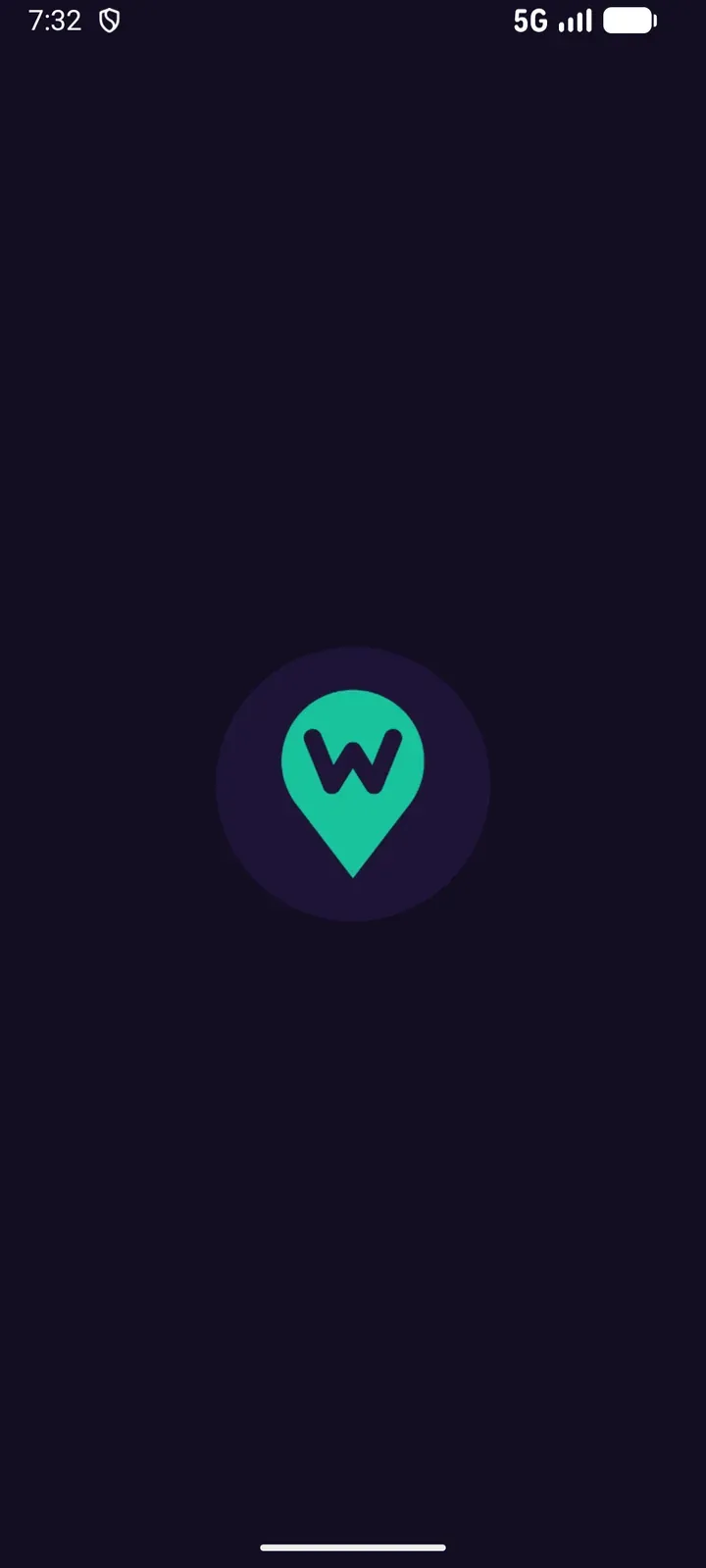Splash screen, dark theme: the Wamia logo